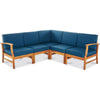 Hoye Outdoor 5pc Modular Corner Sofa Set | L-Shape | Blue Polyester | Brown