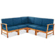 Hoye Outdoor 5pc Modular Corner Sofa Set | L-Shape | Blue Polyester | Brown