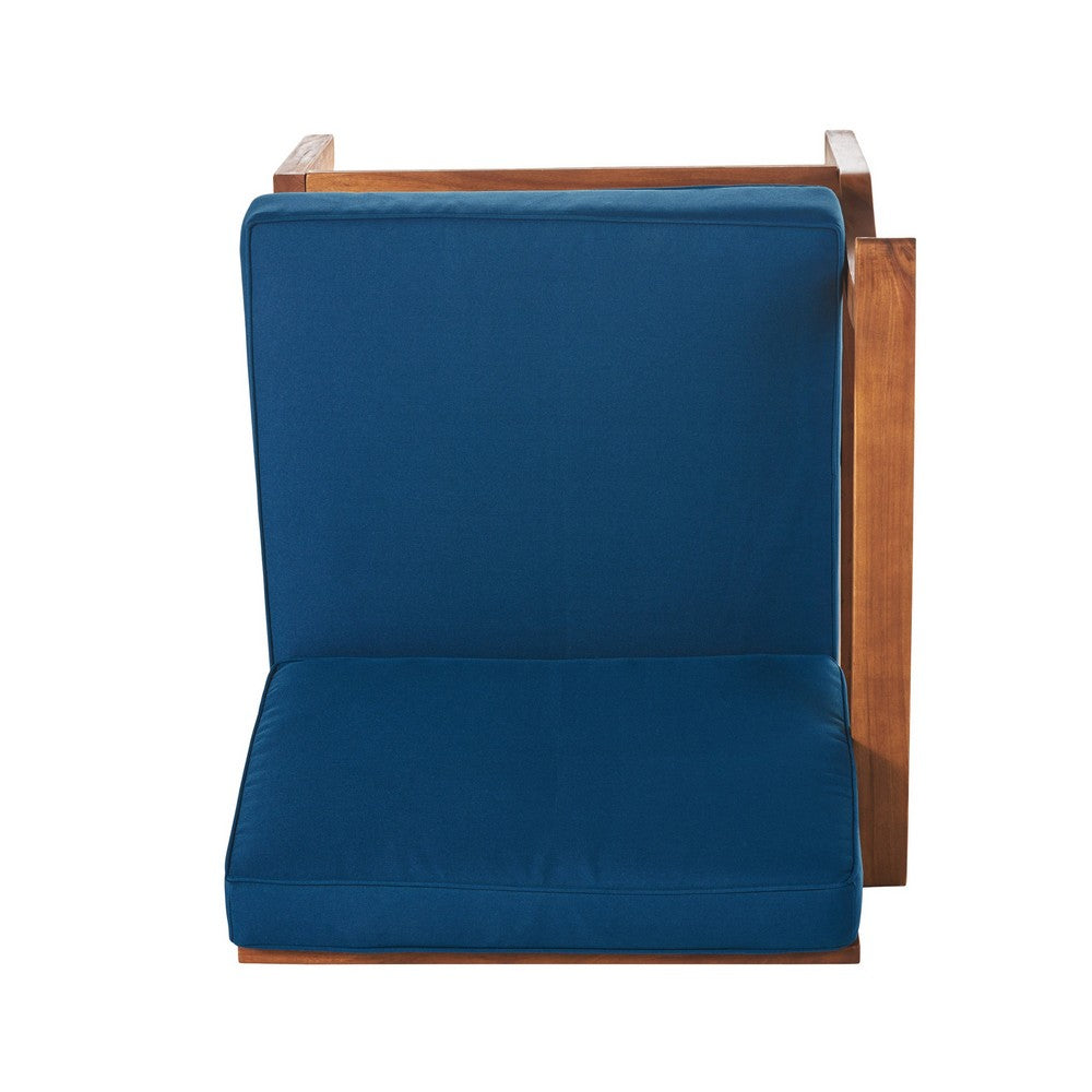 Hoye Outdoor 5pc Modular Corner Sofa Set | L-Shape | Blue Polyester | Brown