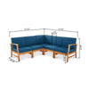 Hoye Outdoor 5pc Modular Corner Sofa Set | L-Shape | Blue Polyester | Brown