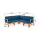 Hoye Outdoor 5pc Modular Corner Sofa Set | L-Shape | Blue Polyester | Brown