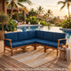 Hoye Outdoor 5pc Modular Corner Sofa Set | L-Shape | Blue Polyester | Brown
