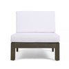 Carie Outdoor 3pc Sofa Set | White Fabric Cushions | Slatted Brown Wood