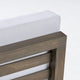 Carie Outdoor 3pc Sofa Set | White Fabric Cushions | Slatted Brown Wood