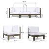 Carie Outdoor 3pc Sofa Set | White Fabric Cushions | Slatted Brown Wood