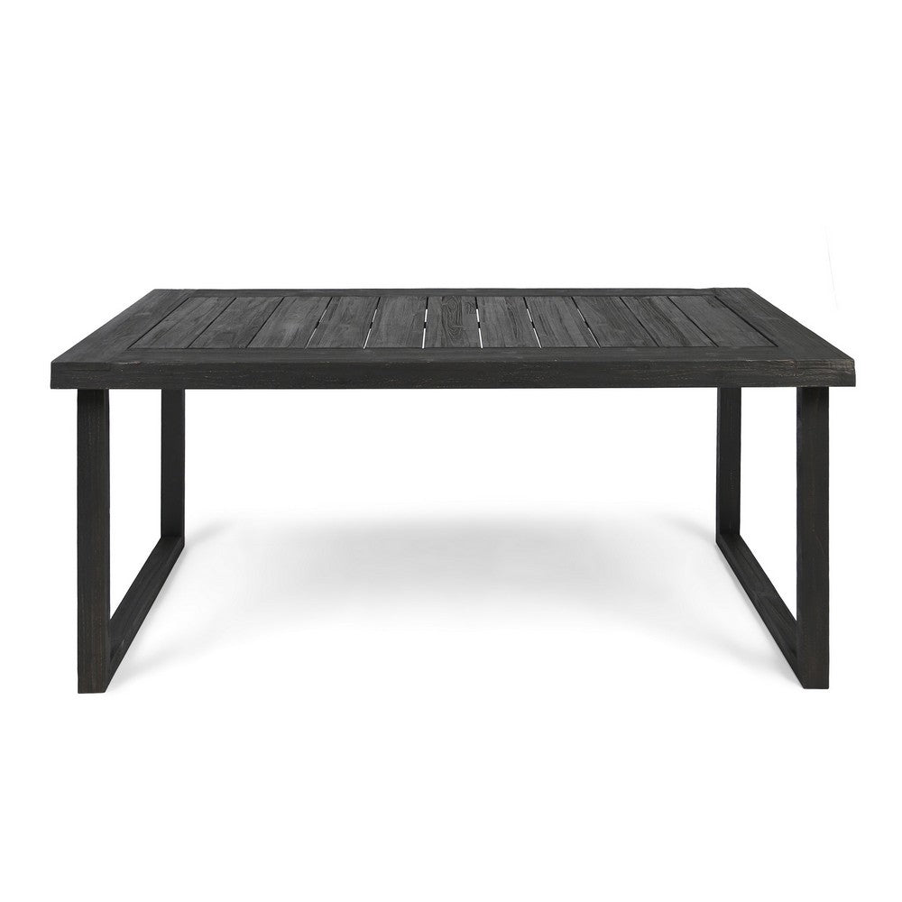 Outdoor Dining Table | Slatted Rectangular Top | Sandblasted Gray 69"