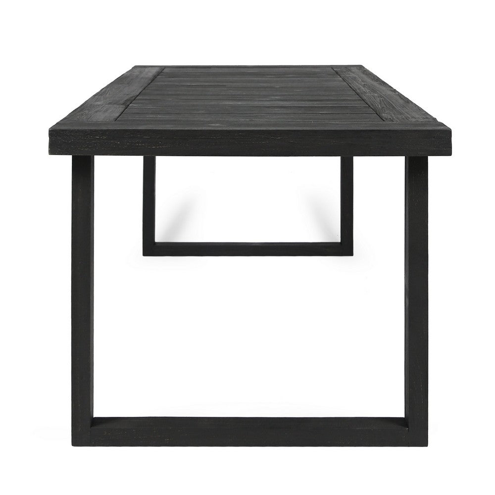 Outdoor Dining Table | Slatted Rectangular Top | Sandblasted Gray 69"