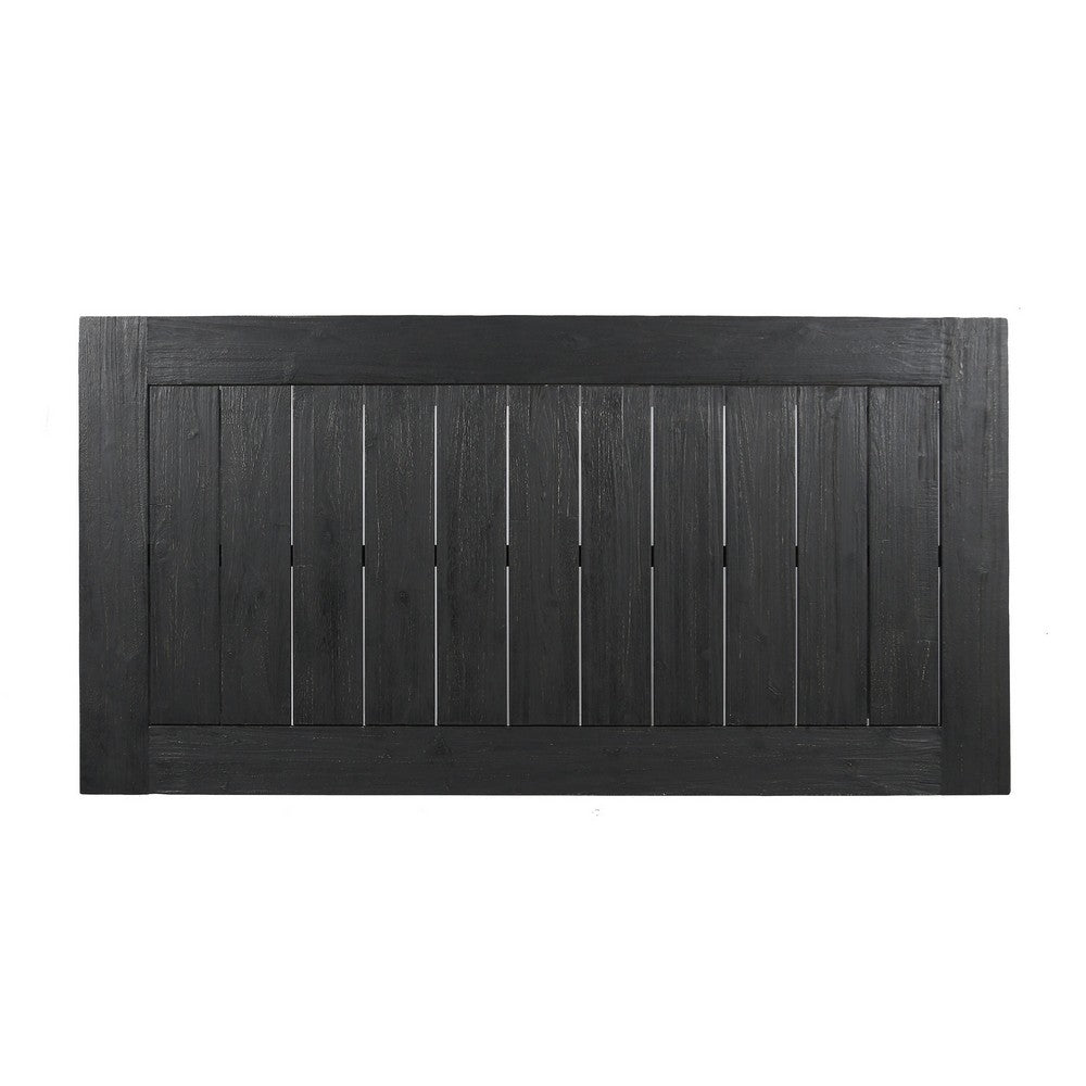 Outdoor Dining Table | Slatted Rectangular Top | Sandblasted Gray 69"