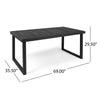Outdoor Dining Table | Slatted Rectangular Top | Sandblasted Gray 69"