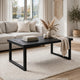 Outdoor Dining Table | Slatted Rectangular Top | Sandblasted Gray 69"