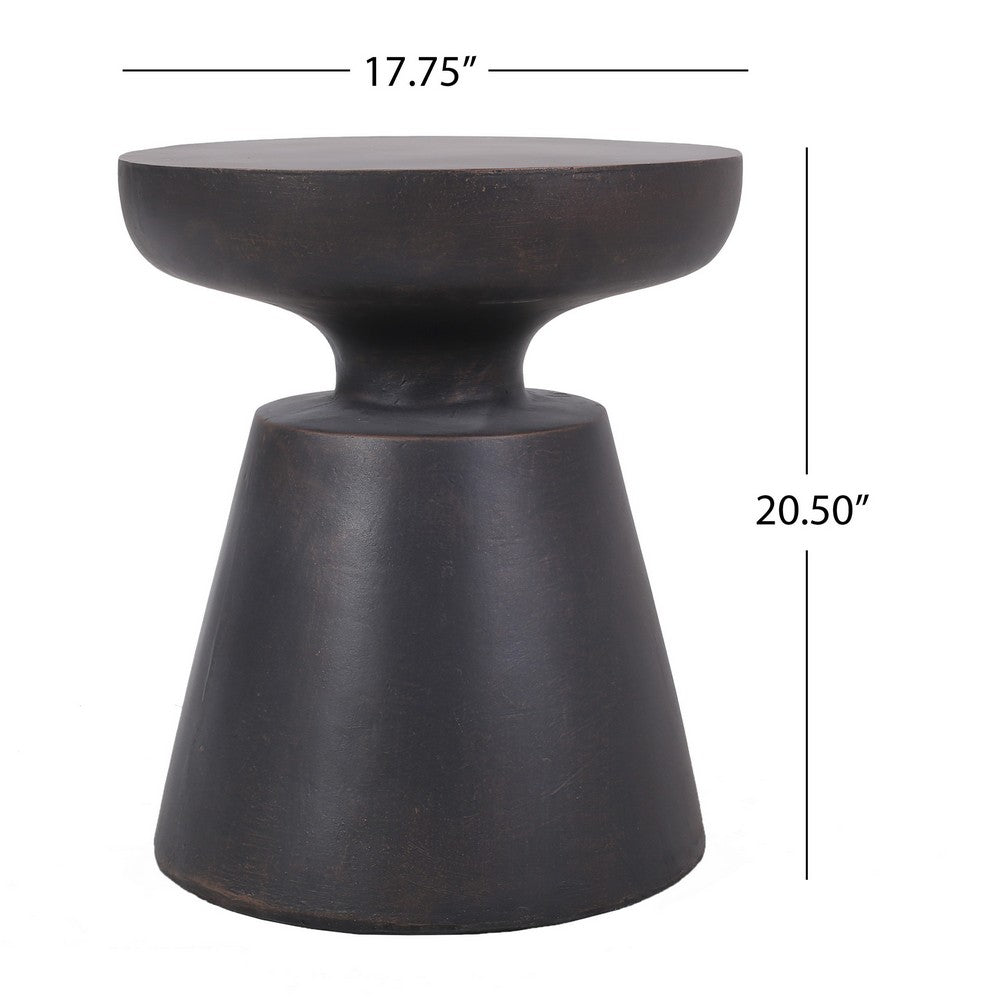 Syam Outdoor Side End Table | Round Top | Pedestal | Copper Concrete 21"