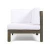 Carie Outdoor Right Arm Chair | White Cushions | Slatted Gray Wood