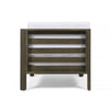 Carie Outdoor Right Arm Chair | White Cushions | Slatted Gray Wood