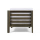 Carie Outdoor Right Arm Chair | White Cushions | Slatted Gray Wood