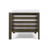 Carie Outdoor Right Arm Chair | White Cushions | Slatted Gray Wood