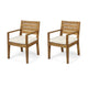 Outdoor Dining Chair Set of 2 | Beige Polyester | Sandblast Natural Brown