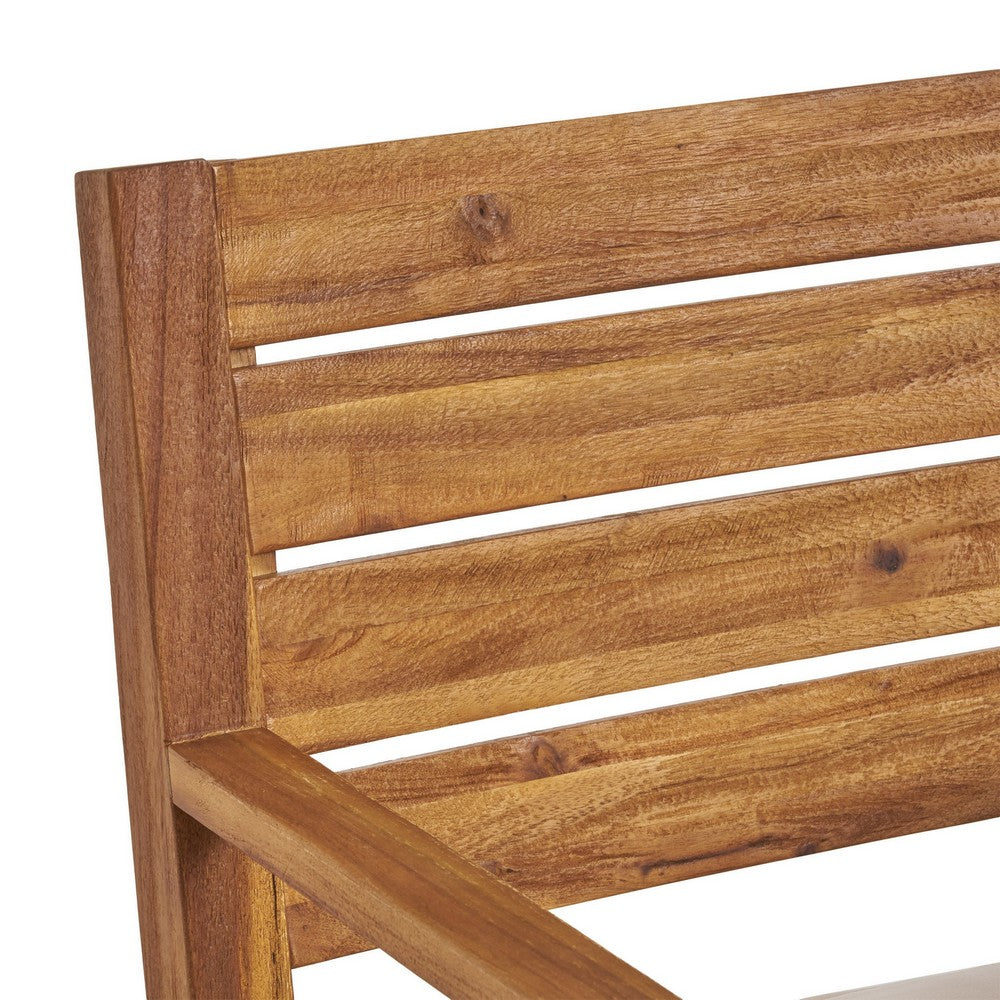 Outdoor Dining Chair Set of 2 | Beige Polyester | Sandblast Natural Brown