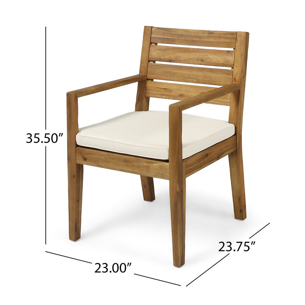 Outdoor Dining Chair Set of 2 | Beige Polyester | Sandblast Natural Brown