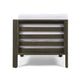 Carie Outdoor Left Arm Chair | White Fabric Cushions | Slatted Gray Wood