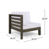 Carie Outdoor Left Arm Chair | White Fabric Cushions | Slatted Gray Wood