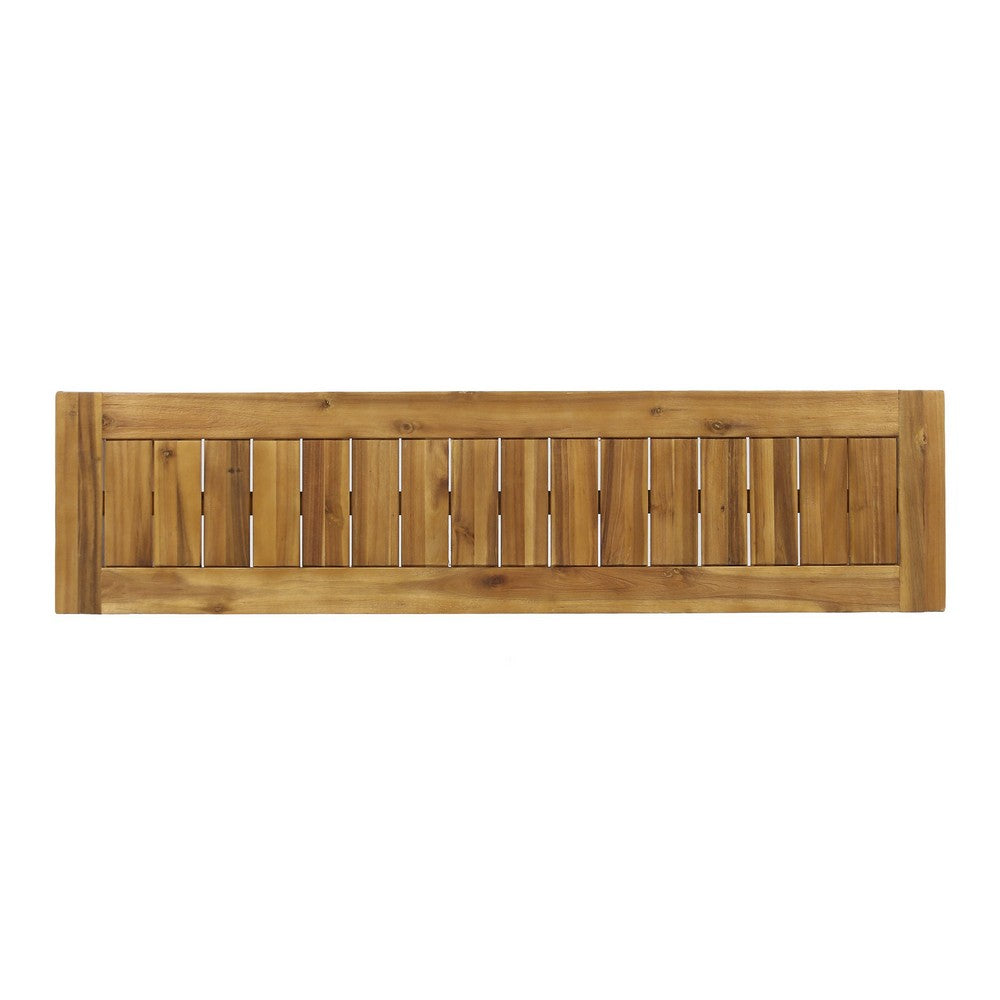Mesco Outdoor Bench Set of 2 | Slatted Seat | Sled Base | Natural Brown 60"