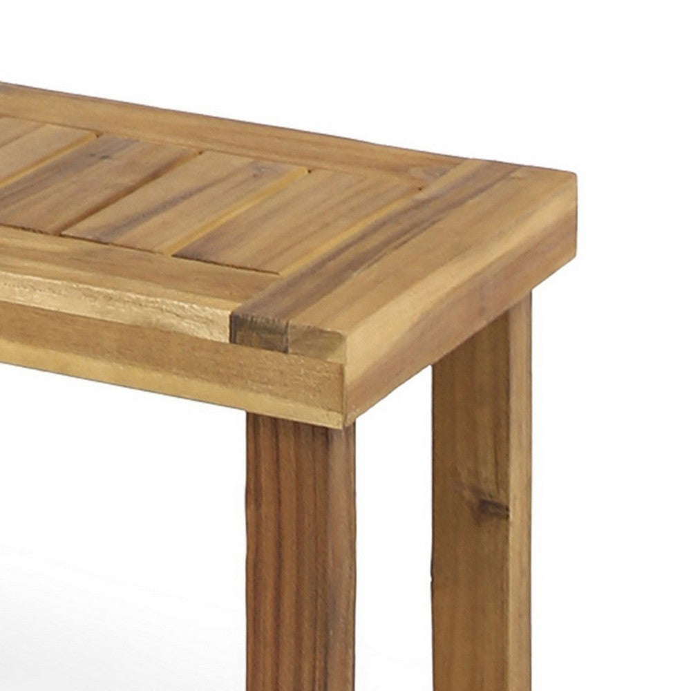 Mesco Outdoor Bench Set of 2 | Slatted Seat | Sled Base | Natural Brown 60"