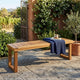 Mesco Outdoor Bench Set of 2 | Slatted Seat | Sled Base | Natural Brown 60"