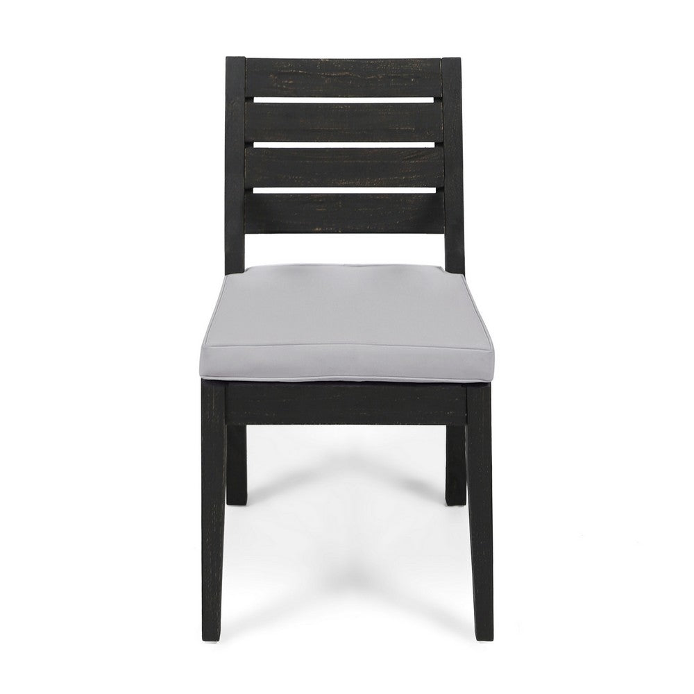 Outdoor Armless Dining Chair Set of 2 | Water Resistant Cushions | Gray