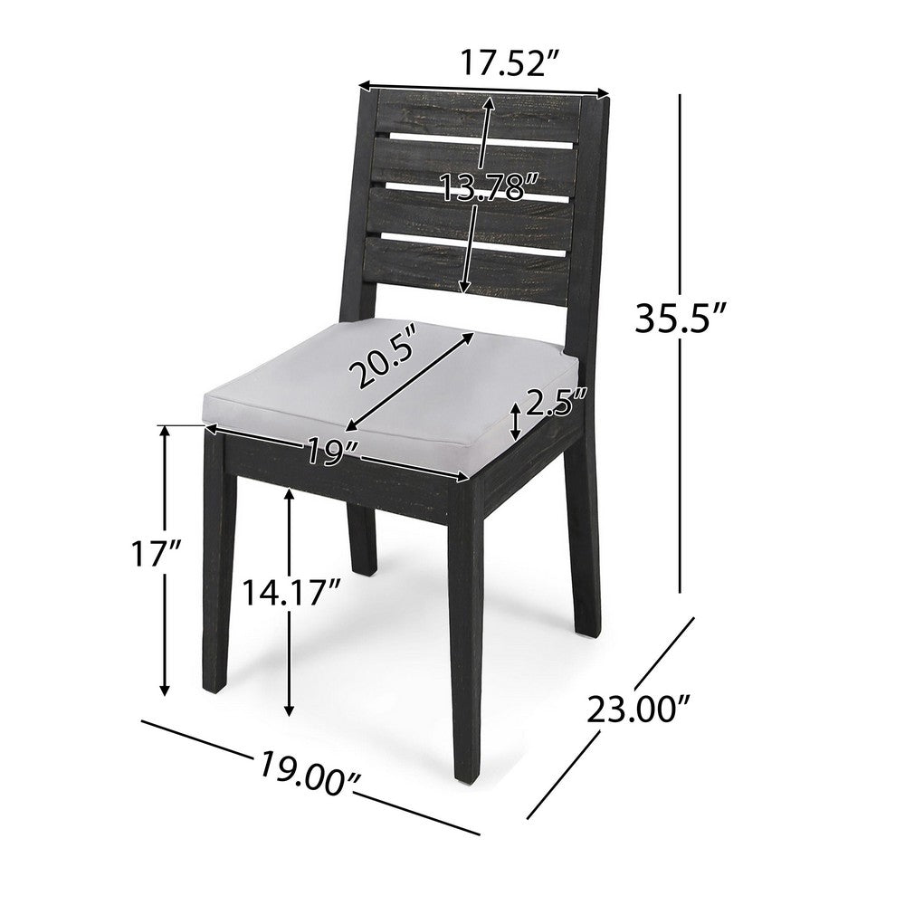 Outdoor Armless Dining Chair Set of 2 | Water Resistant Cushions | Gray