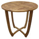 Outdoor Round Accent Table | Slatted Top | Cross Base | Teak Finish 30"