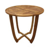 Outdoor Round Accent Table | Slatted Top | Cross Base | Teak Finish 30"