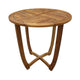 Outdoor Round Accent Table | Slatted Top | Cross Base | Teak Finish 30"