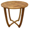 Outdoor Round Accent Table | Slatted Top | Cross Base | Teak Finish 30"