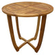 Outdoor Round Accent Table | Slatted Top | Cross Base | Teak Finish 30"