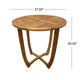 Outdoor Round Accent Table | Slatted Top | Cross Base | Teak Finish 30"