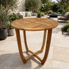 Outdoor Round Accent Table | Slatted Top | Cross Base | Teak Finish 30"