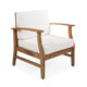 Hoye Outdoor Club Chair | Cream Cushions | Brown Acacia Wood
