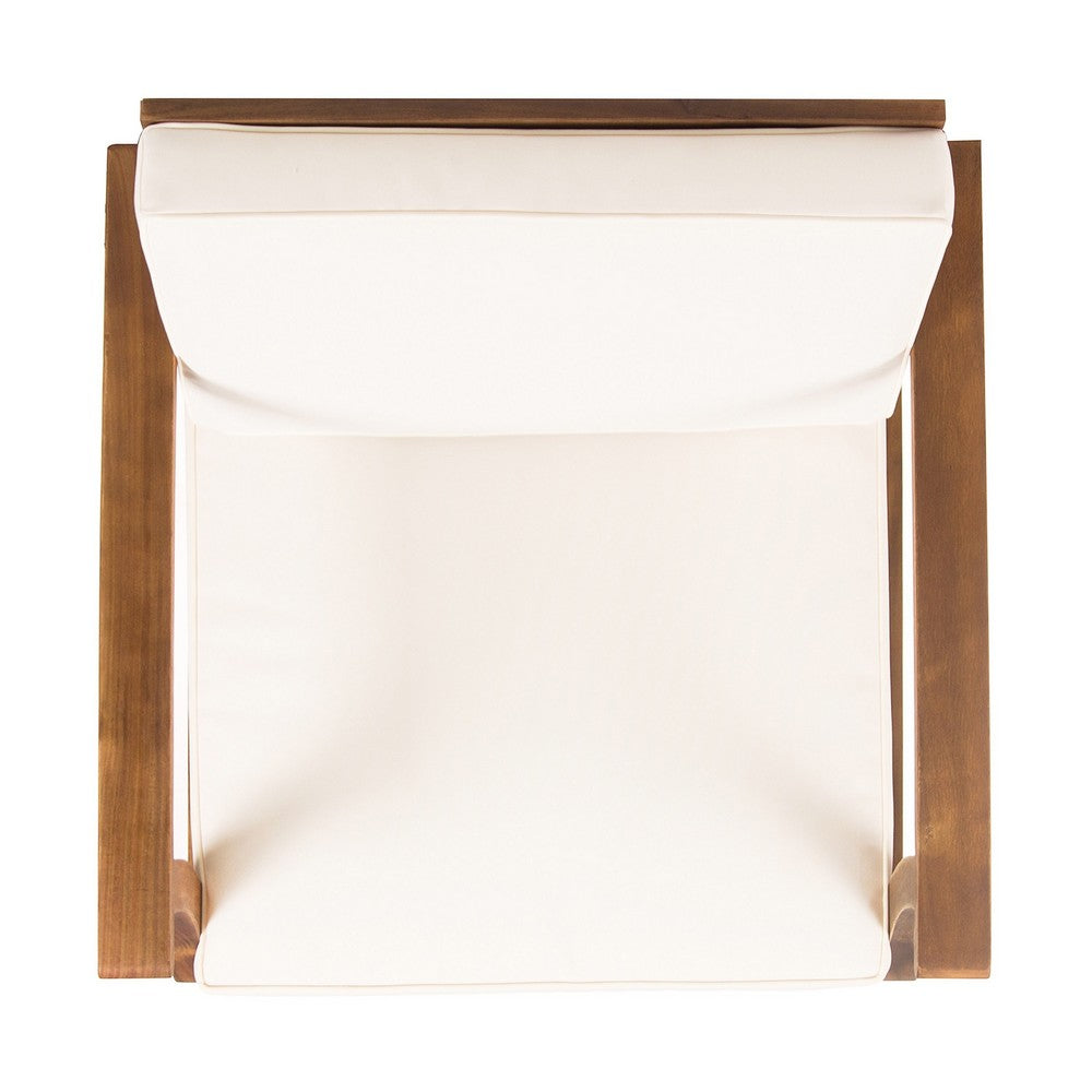 Hoye Outdoor Club Chair | Cream Cushions | Brown Acacia Wood