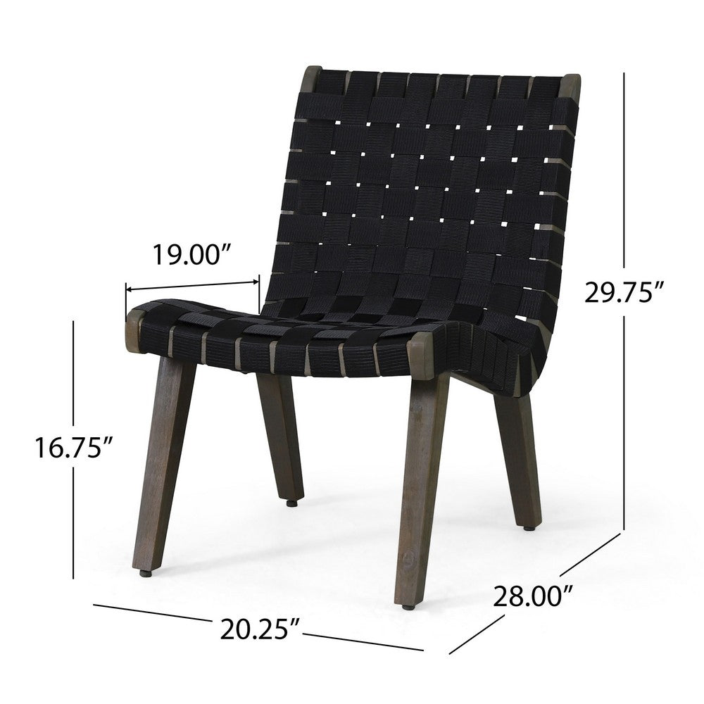 Chary Outdoor Lounge Chair | Rope Woven Seat and Back | Gray Wood