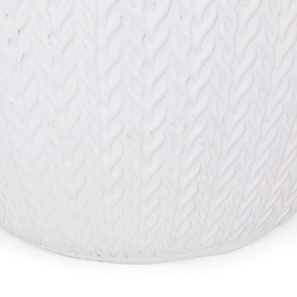 Outdoor Side End Table | Antique White Concrete | Braided Pattern | 16"