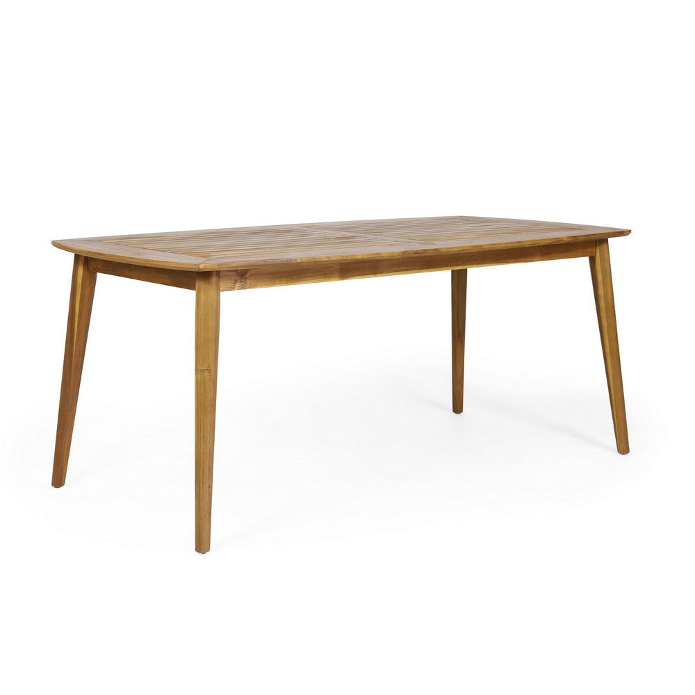 Outdoor Rectangular Dining Table | Curved Frame | Teak Finish | 71"