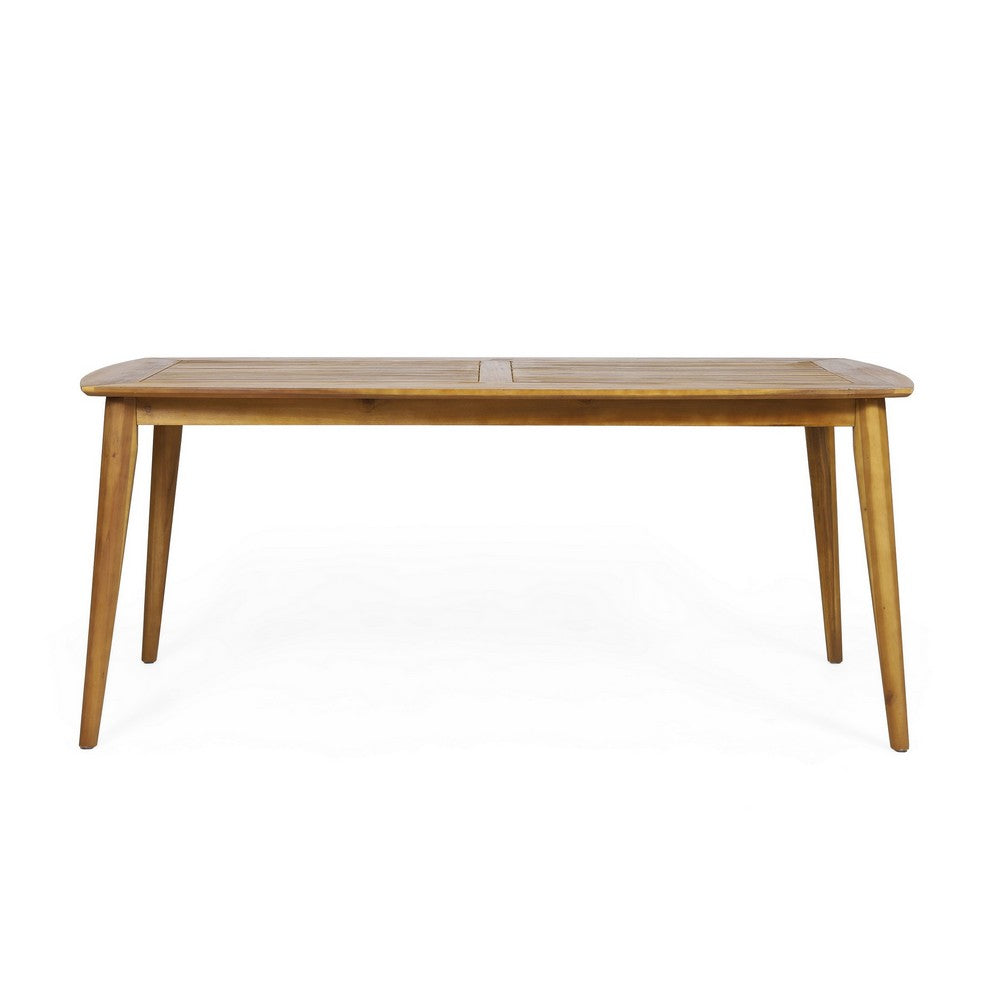 Outdoor Rectangular Dining Table | Curved Frame | Teak Finish | 71"