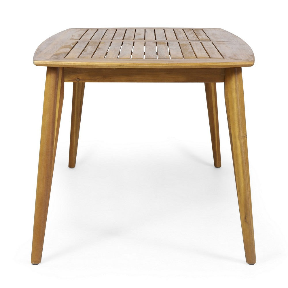 Outdoor Rectangular Dining Table | Curved Frame | Teak Finish | 71"
