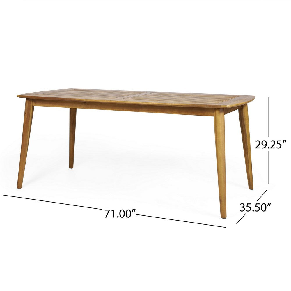 Outdoor Rectangular Dining Table | Curved Frame | Teak Finish | 71"