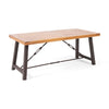 Ceso Outdoor Dining Table | Powder Coated Base | Teak and Black Iron | 70"