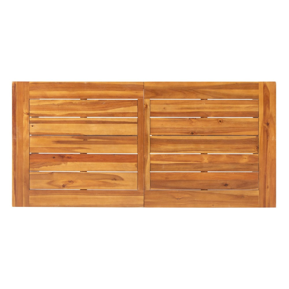 Ceso Outdoor Dining Table | Powder Coated Base | Teak and Black Iron | 70"