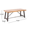Ceso Outdoor Dining Table | Powder Coated Base | Teak and Black Iron | 70"