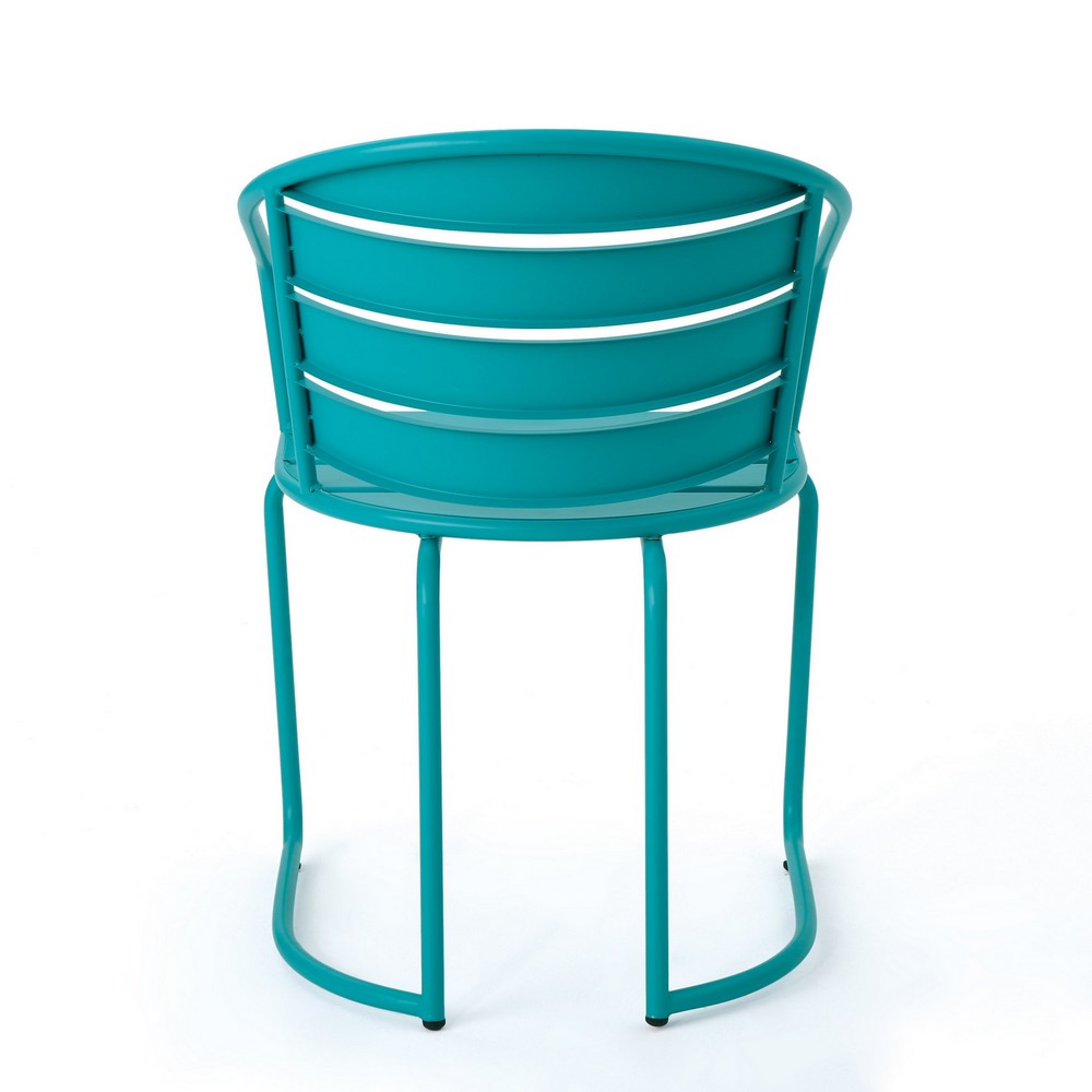 Monalisa 3pc Outdoor Bistro Table Set | Slatted Curved Back Chairs | Teal