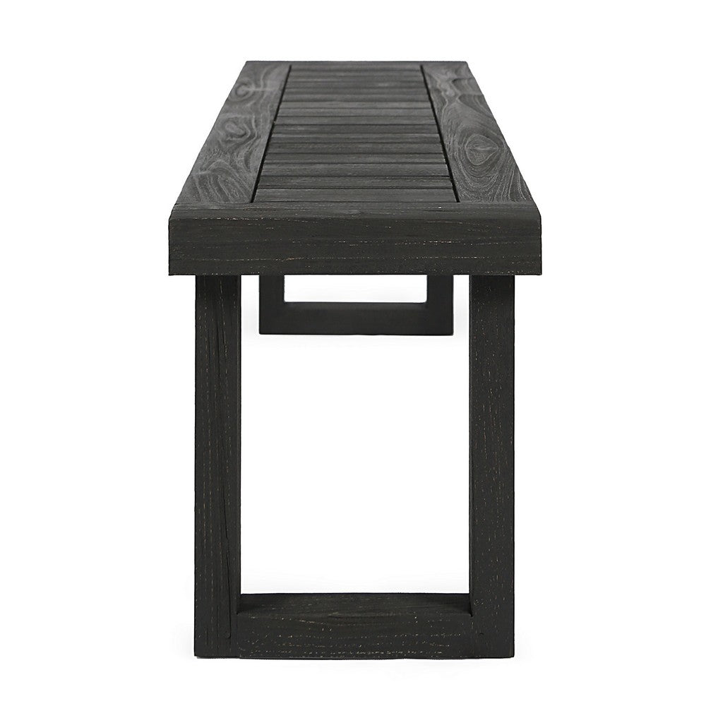 Outdoor Acacia Wood Dining Bench with Slatted Seat | Dark Gray | 60"