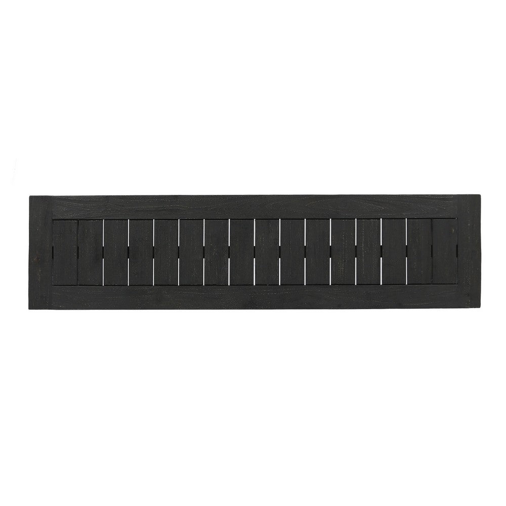 Outdoor Acacia Wood Dining Bench with Slatted Seat | Dark Gray | 60"
